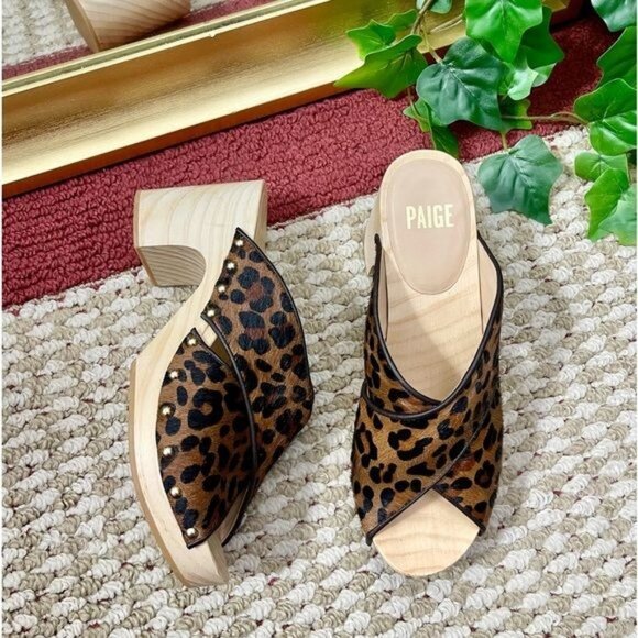 PAIGE Jules Crisscross Platform Sandals in Leopard Print 6.5 - Picture 6 of 10